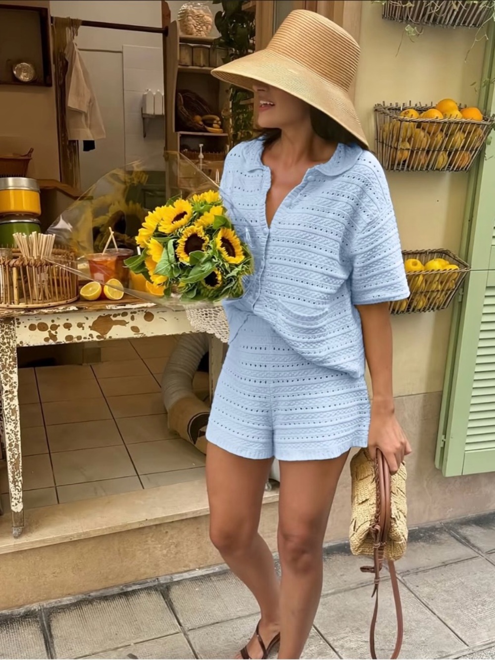 Light Blue Crochet Short Set - Picture 2 of 5